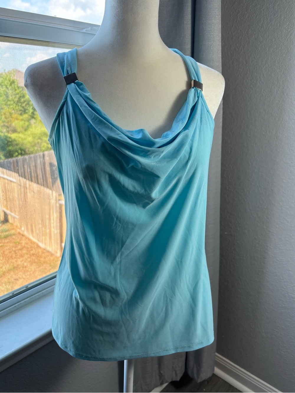 White House Black Market Cowl Neck Tank Top - Light Blue
